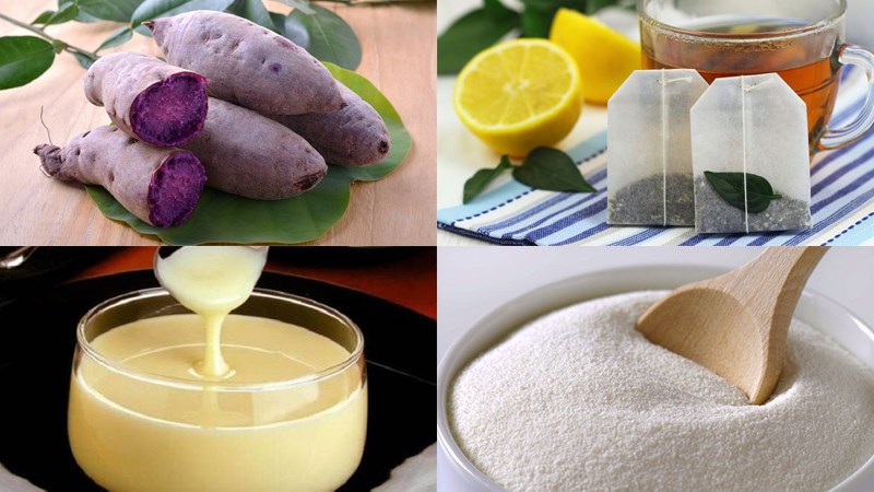 Nguyên liệu món ăn trà sữa khoai lang tím