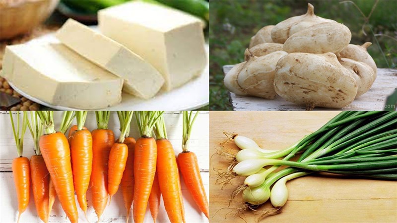Nguyên liệu món ăn củ sắn (củ đậu) xào chay