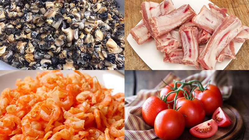Nguyên liệu món ăn bún riêu cua ốc miền bắc