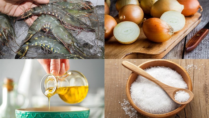 Nguyên liệu món ăn tôm xào hành tây