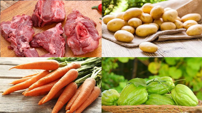 Nguyên liệu món ăn canh rau củ hầm xương