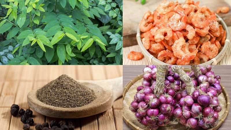 Nguyên liệu món ăn canh rau ngót nấu tôm khô
