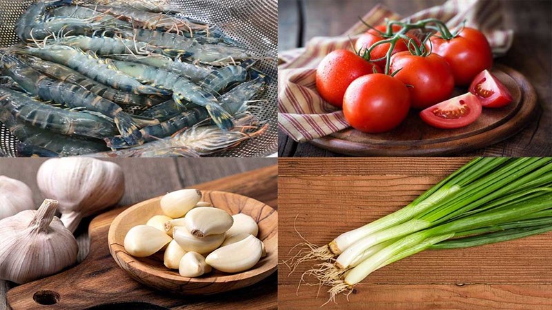 Nguyên liệu món ăn tôm sốt cà chua