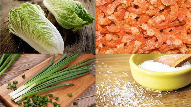 Nguyên liệu món ăn canh cải thảo tôm khô