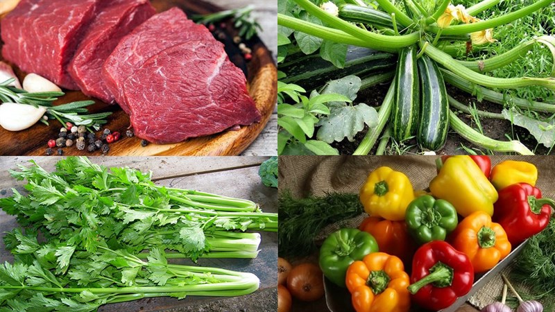 Nguyên liệu món ăn 2 cách làm bò cuộn rau củ thập cẩm và lục cẩm