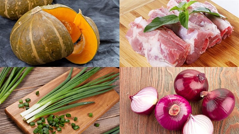 Nguyên liệu món ăn canh bí đỏ nấu sườn heo