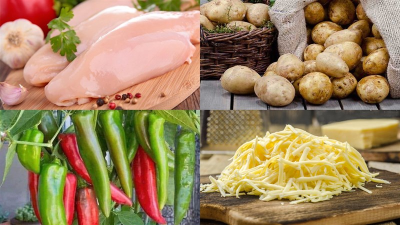 Nguyên liệu món ăn 2 món khoai tây nhồi thịt nướng