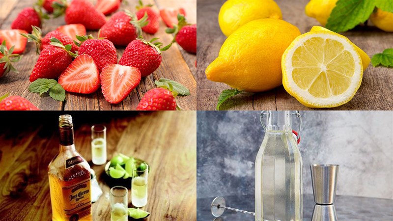 Nguyên liệu món ăn 3 cách làm cocktail dâu tây