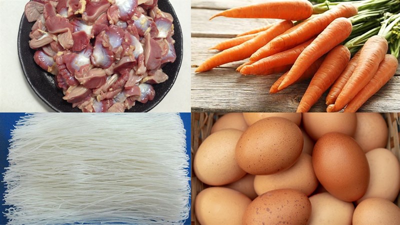 Nguyên liệu món ăn bún gạo xào lòng gà