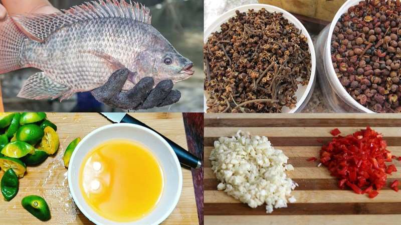 Nguyên liệu món ăn cá nướng pa pỉnh tộp