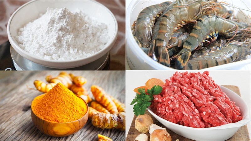 Nguyên liệu món ăn bánh xèo miền bắc