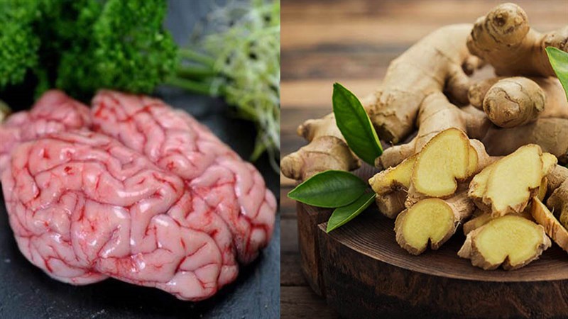 Nguyên liệu món ăn 2 cách làm óc heo hấp gừng và óc heo hấp ngải