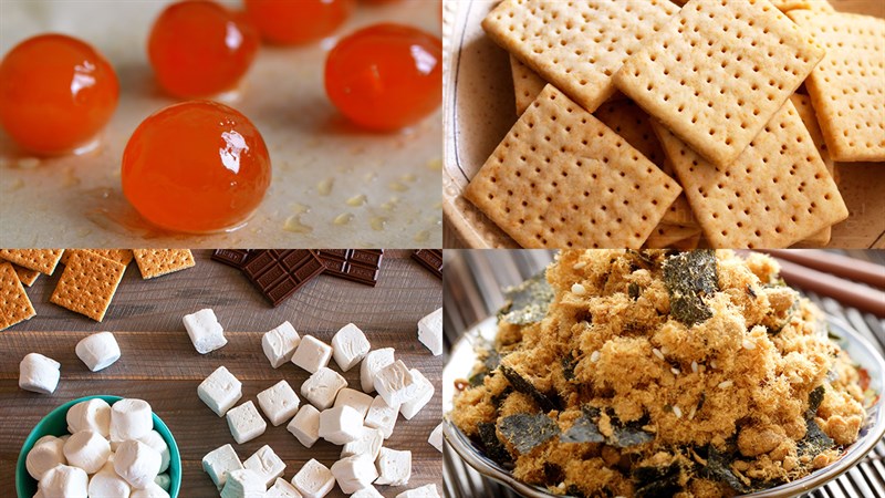 Nguyên liệu món ăn bánh nougat trứng muối chà bông