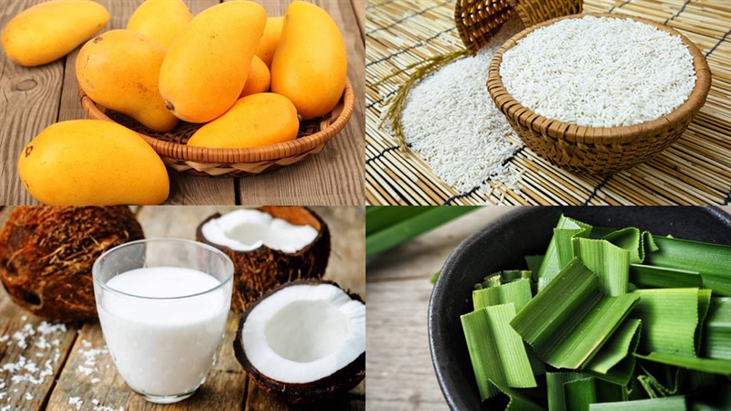 Nguyên liệu món ăn xôi xoài thái lan