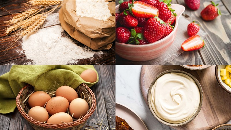 Nguyên liệu món ăn bánh tiramisu dâu tây