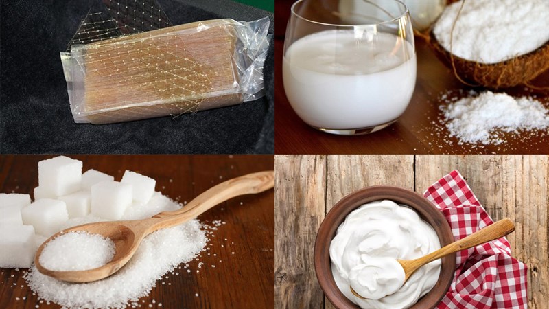 Nguyên liệu món ăn panna cotta dừa, panna cotta dừa caramel