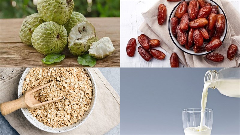 Nguyên liệu món ăn sinh tố na, sinh tố na táo đậu phộng, sinh tố na yến mạch