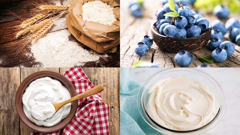 Nguyên liệu món ăn bánh crepe ngàn lớp việt quất