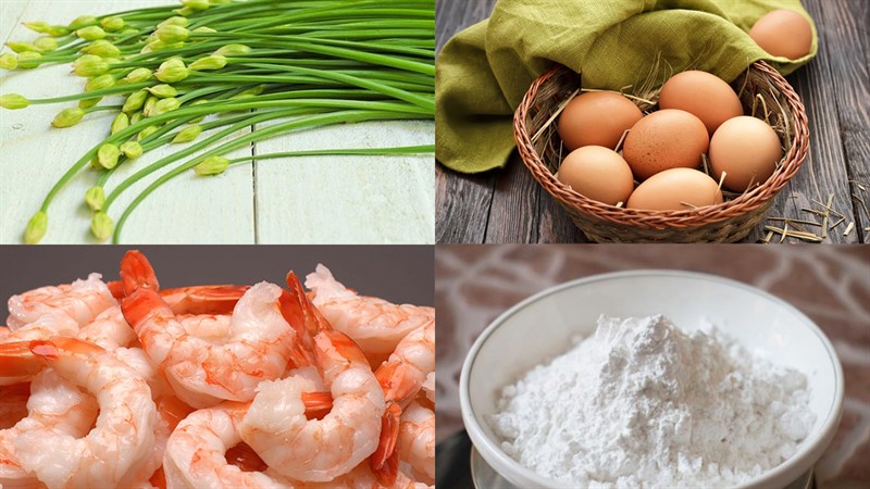 Nguyên liệu món ăn 2 cách làm bánh tôm khoai tây và bánh tôm hẹ