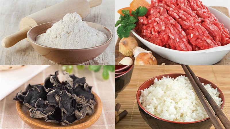Nguyên liệu món ăn bánh cuốn từ cơm nguội