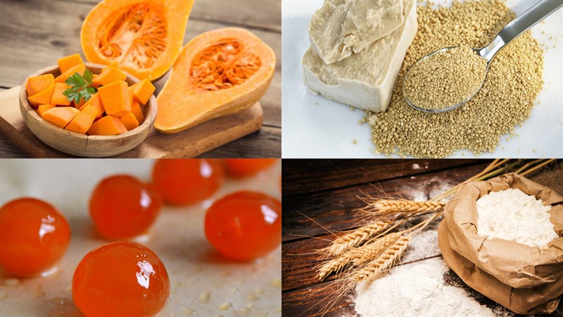 Nguyên liệu món ăn bánh bao kim sa vỏ vàng nhân trứng muối