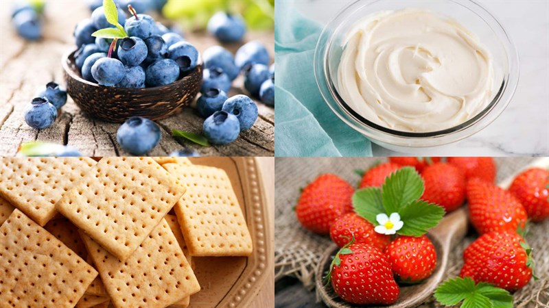 Nguyên liệu món ăn cheesecake dâu tây việt quất
