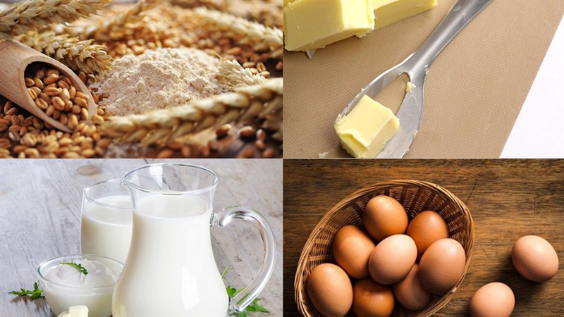 Nguyên liệu món ăn bánh bông lan sữa chua bằng nồi chiên không dầu