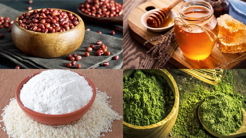 Nguyên liệu món ăn bingsu matcha trà xanh đậu đỏ