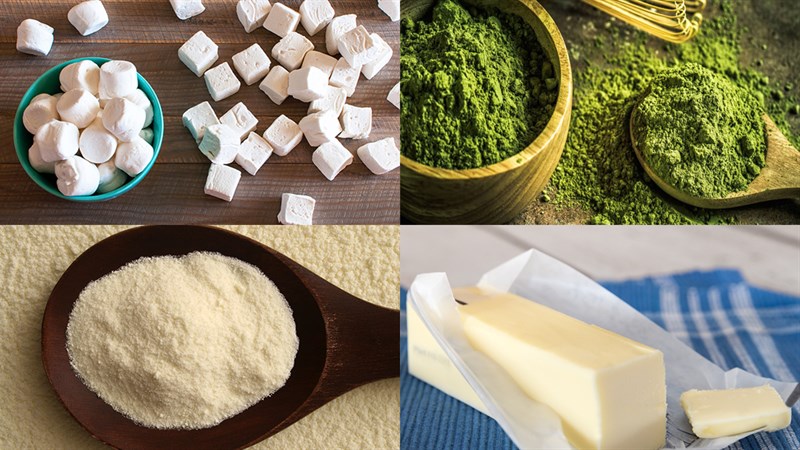 Nguyên liệu món ăn kẹo nougat trà xanh - socola