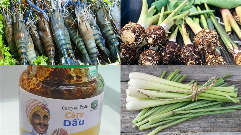 Nguyên liệu món ăn cà ri tôm càng xanh
