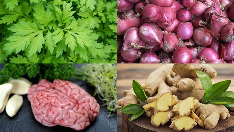 Nguyên liệu món ăn 2 cách làm óc heo hấp gừng và óc heo hấp ngải
