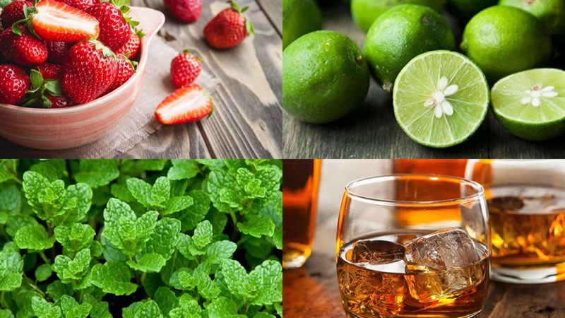 Nguyên liệu món ăn mojito dâu tây - strawberry mojito