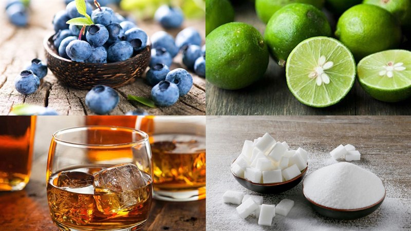 Nguyên liệu món ăn mojito việt quất - blueberry mojito