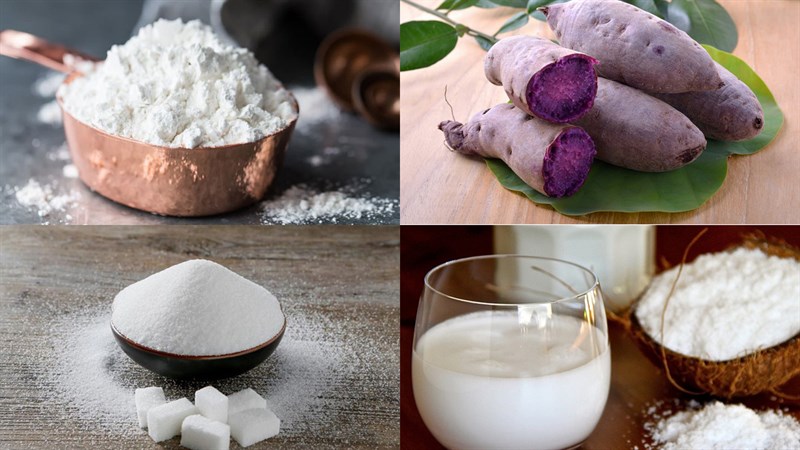 Nguyên liệu món ăn bánh da lợn khoai lang tím