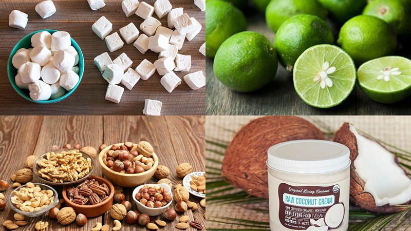 Nguyên liệu món ăn kẹo nougat chanh sữa dừa