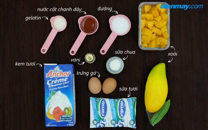 Nguyên liệu món ăn pudding xoài