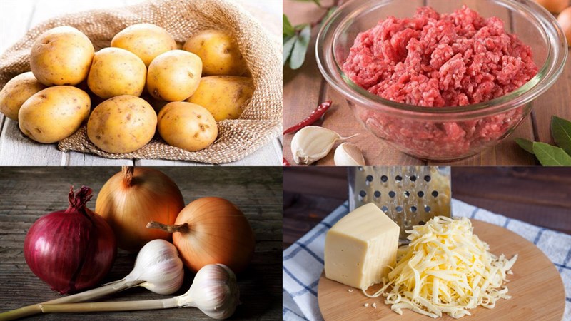 Nguyên liệu món ăn 2 món khoai tây nhồi thịt nướng