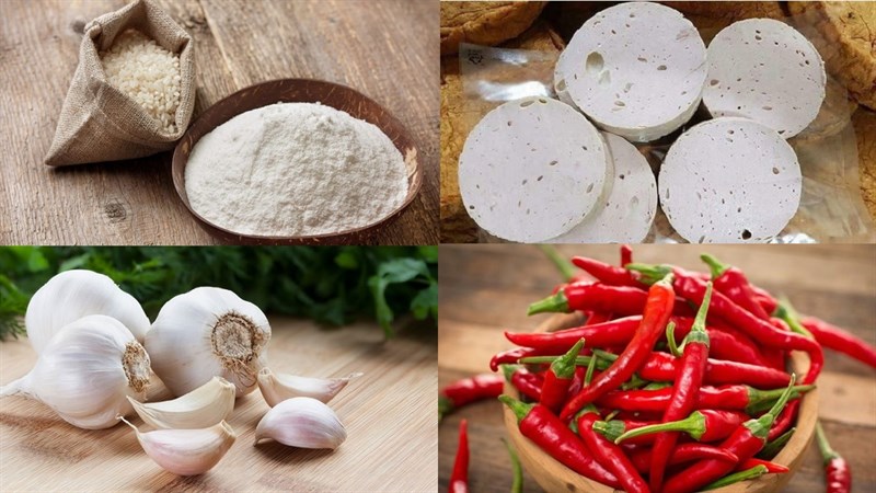Nguyên liệu món ăn bánh ướt chả lụa