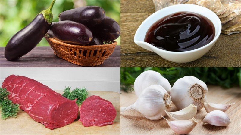 Nguyên liệu món ăn cà tím xào thịt bò