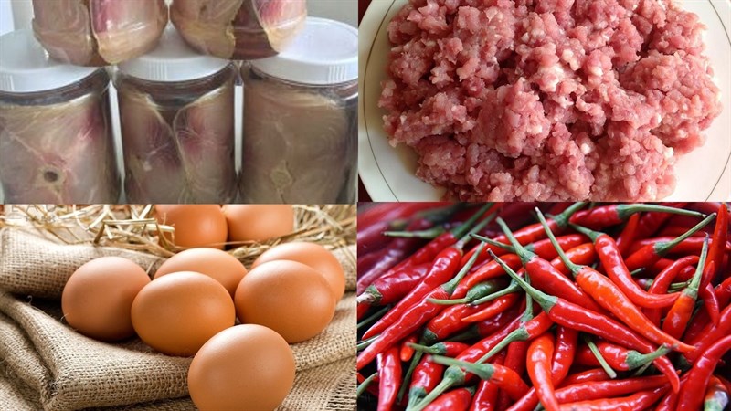 Nguyên liệu món ăn mắm chưng thịt trứng