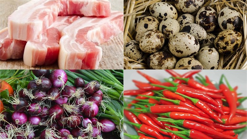 Nguyên liệu món ăn cách làm thịt kho trứng cút bằng nồi cơm điện