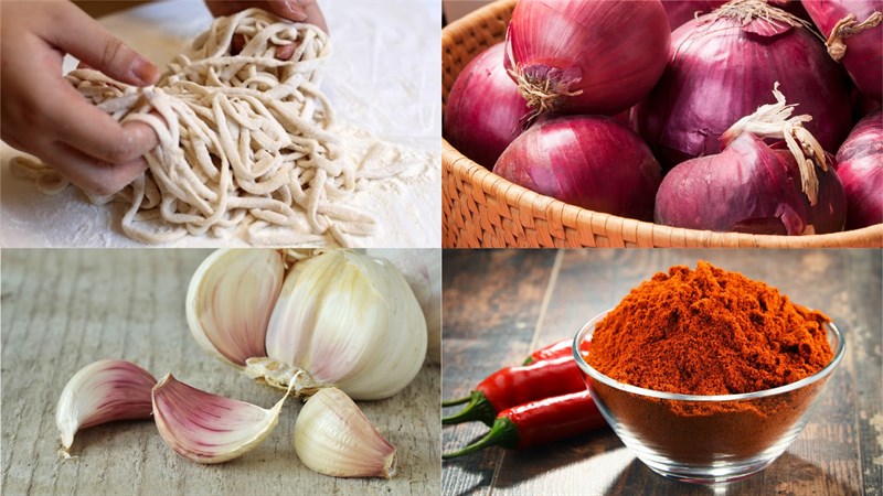 Nguyên liệu món ăn cách làm mì udon xào cay