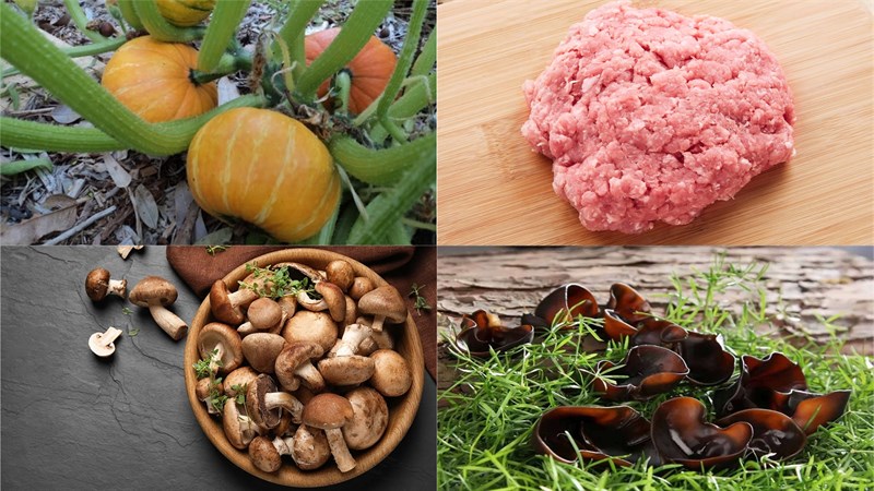 Nguyên liệu món ăn bí đỏ nhồi thịt hấp
