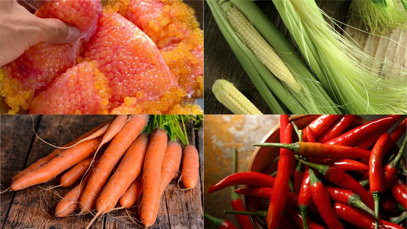 Nguyên liệu món ăn cách làm trứng cá hấp ngũ sắc