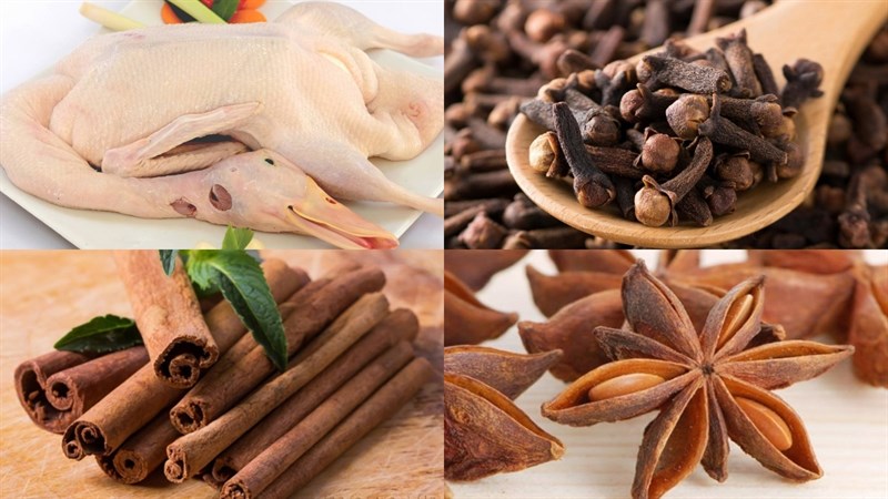 Nguyên liệu món ăn vịt kho nước tương và vịt kho ngũ vị