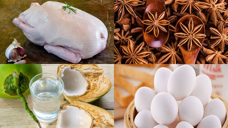 Nguyên liệu món ăn vịt kho nước tương và vịt kho ngũ vị
