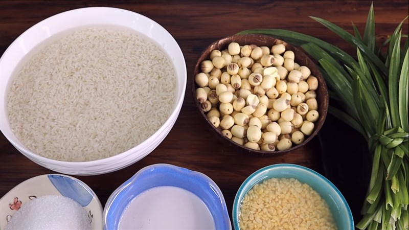 Cách làm xôi hạt sen lá dứa thơm ngon, béo bùi đơn giản cho Trung Thu 2 Nguyên liệu món ăn xôi hạt sen lá dứa