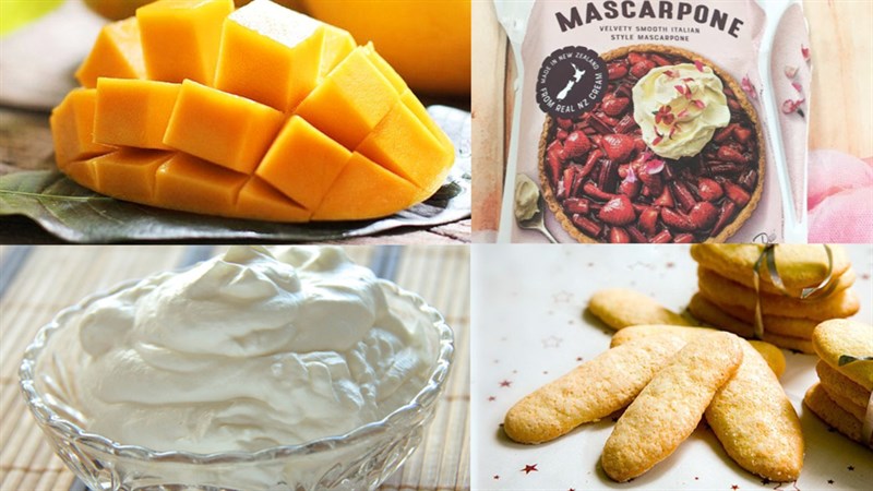 Nguyên liệu món ăn bánh tiramisu xoài
