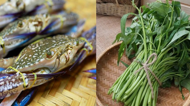 Nguyên liệu món ăn canh ghẹ rau muống