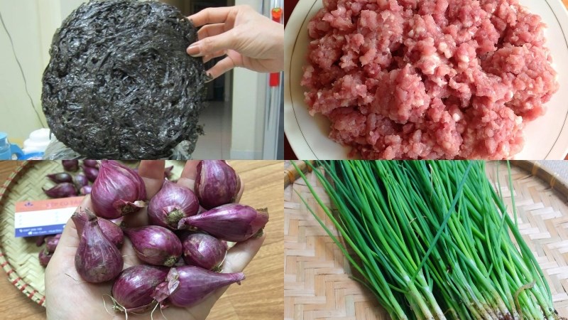 Nguyên liệu món ăn canh rong biển thịt bằm